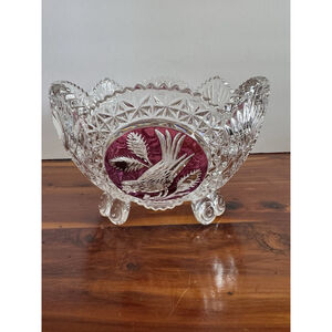 Hofbauer Byrdes Crystal - Cranberry - Centerpiece Bowl, Footed